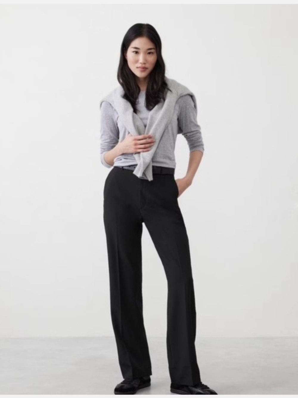 NWT Banana Republic Sculpted Stretch Straight Trouser Pants - Black - Size 6